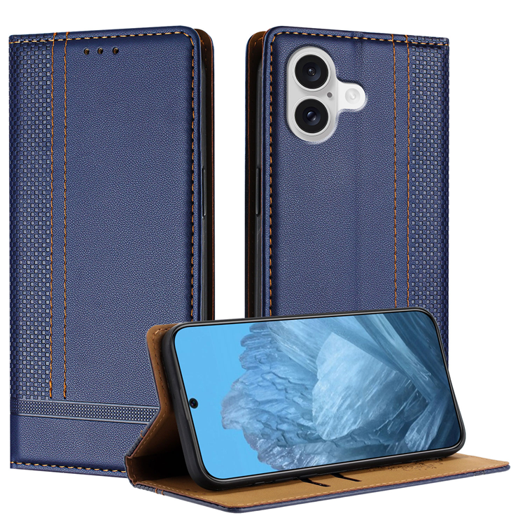 iPhone 17 Plånboksfodral L Shaped Grid Pattern - Blå | 2353 | AlltMobil