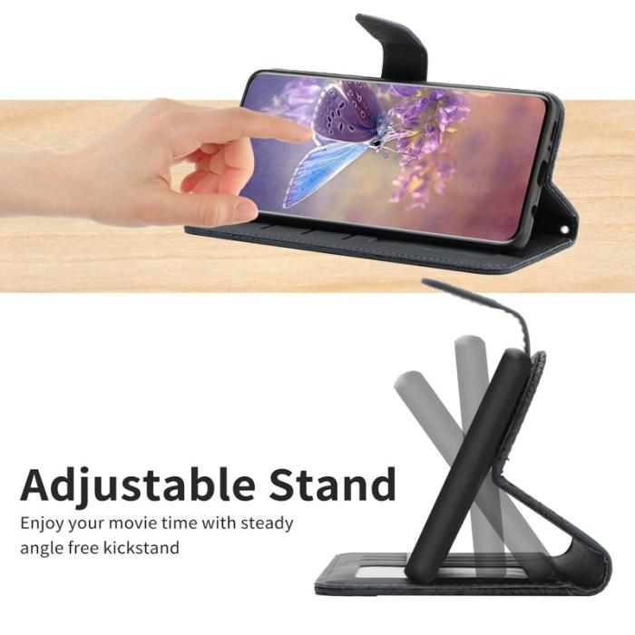 OEM - Mobilskal till Samsung Galaxy S26 Ultra KonstLäder Fjäril Blomtryck - Svart