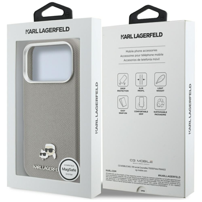 KARL LAGERFELD - Karl Lagerfeld Mobilskal För iPhone 17 Pro Max MagSafe Karl Head Logo - Grå