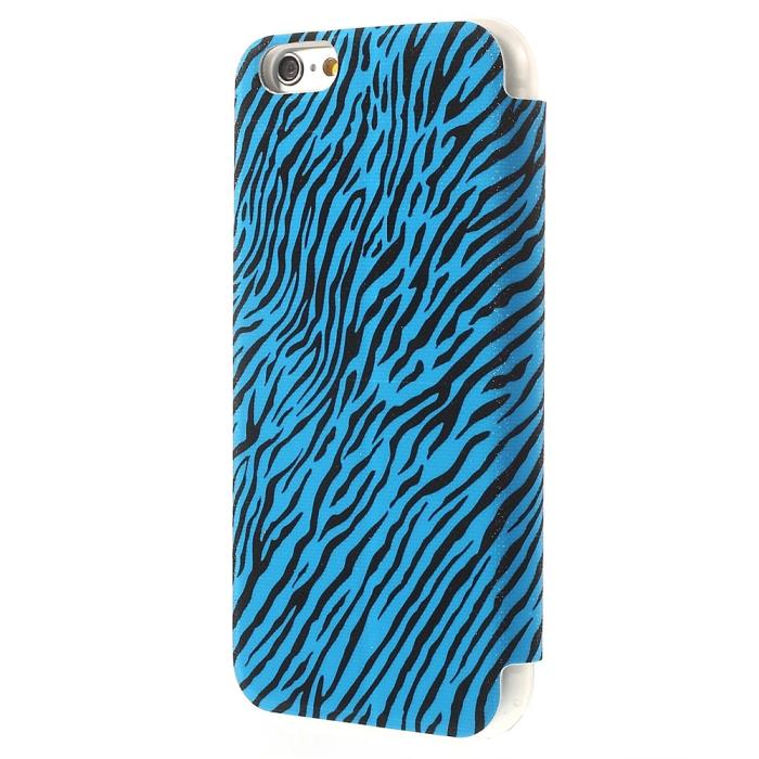 OEM - Glittery Mobilfodral med fönster till Apple iPhone 6 / 6S - Zebra Blå