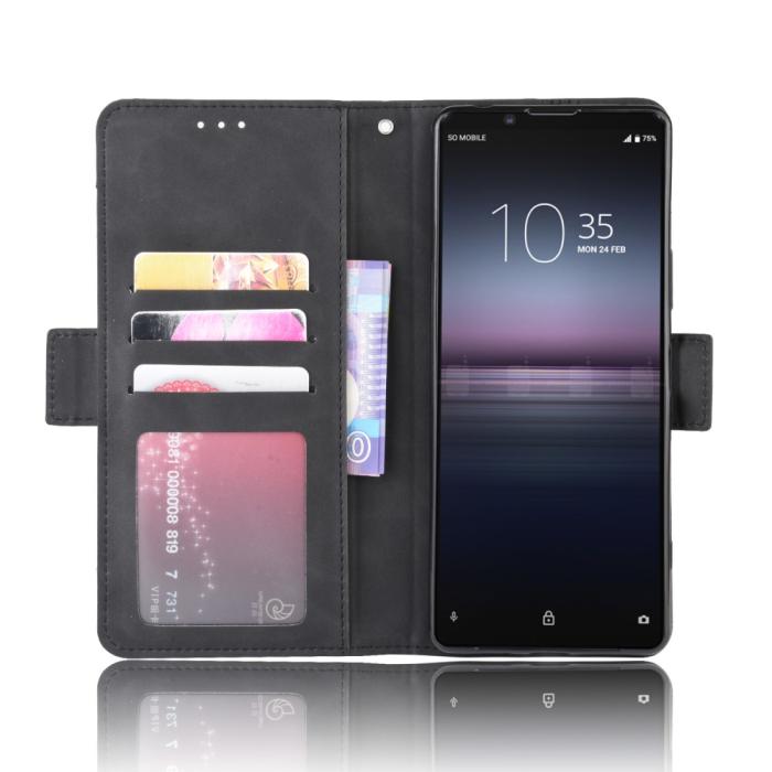 OEM - Multi-Slot Läder Plånboksfodral Sony Xperia 5 II - Svart