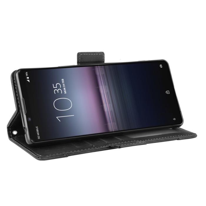 OEM - Multi-Slot Läder Plånboksfodral Sony Xperia 5 II - Svart