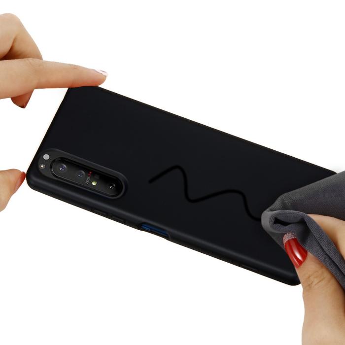 UTGATT5 - Liquid Silicone Mobilskal Sony Xperia 1 II - Svart