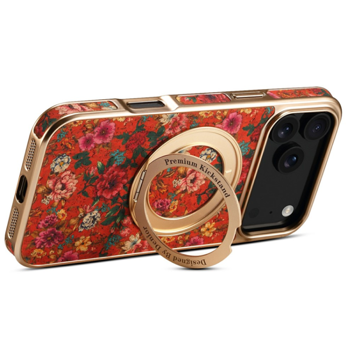 A-One Brand - iPhone 17 Pro Mobilskal MagSafe Electroplated Floral A22 - Röd