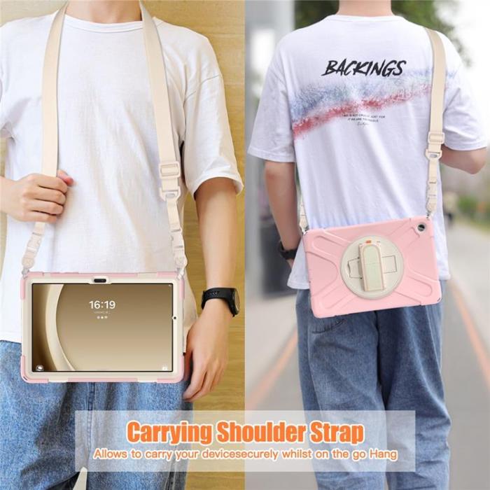 A-One Brand - Galaxy Tab A9 Plus Skal Kickstand Handrem Med Axelrem - Rosa