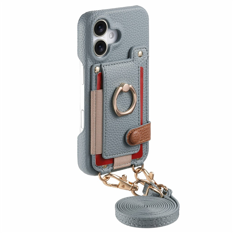 Mobilskal till iPhone 17 med Korthållare Ring Kickstand - Blå (Himmelsblå) | 2353 | AlltMobil