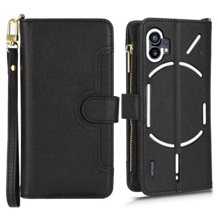 A-One Brand - Nothing Phone 1 Plånboksfodral Zipper - Svart