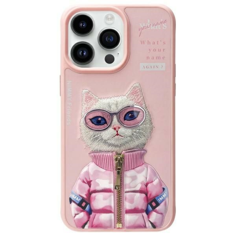 Nimmy iPhone 15 Pro Mobilskal Cool & Cute 2.0 Cat - Rosa | 2353 | AlltMobil