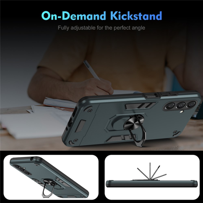 A-One Brand - Galaxy A17 Mobilskal Med Ring Kickstand Drop Defend - Grön