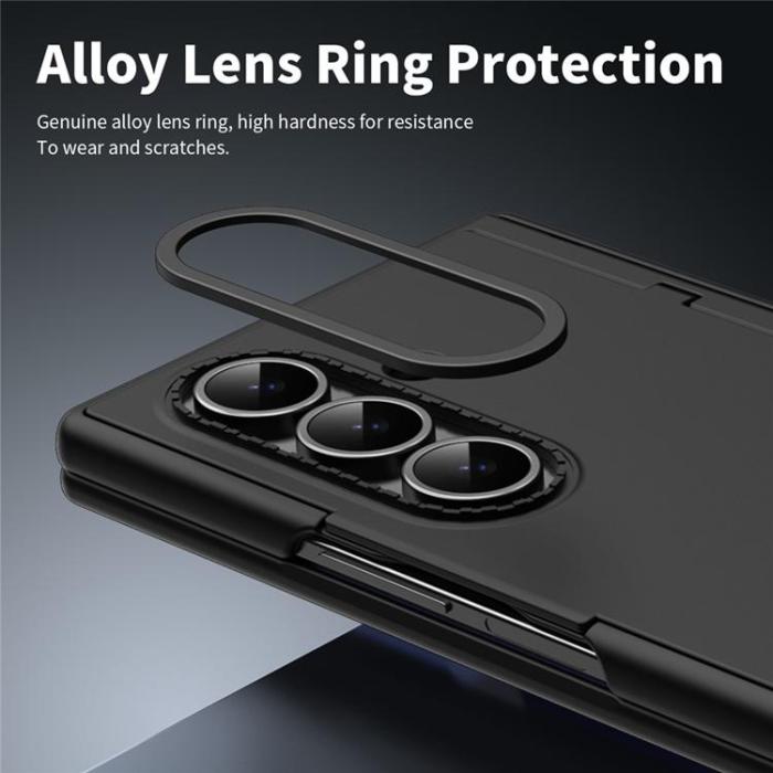 A-One Brand - Plånboksfodral För Galaxy Z Fold 8 med Härdat Glas - Svart
