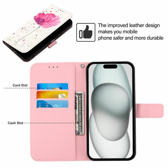 A-One Brand - iPhone 16 Pro Max Plånboksfodral Printing Pattern Med Rem