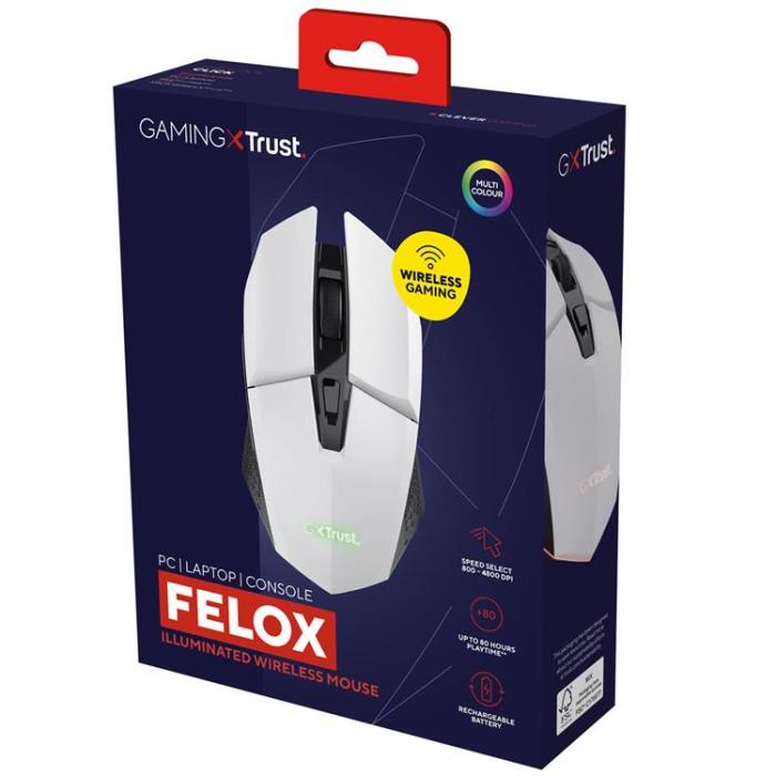 Trust - TRUST GXT 110 Felox Illuminated Trådlös Gaming Mus - Vit