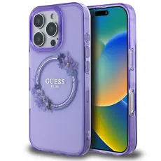 Guess - Guess iPhone 16 Pro Mobilskal MagSafe IML Flowers Wreath - Lila