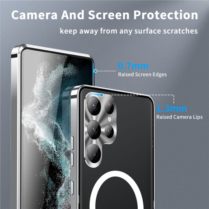 A-One Brand - Galaxy S23 Ultra Mobilskal Magsafe Metall - Silver