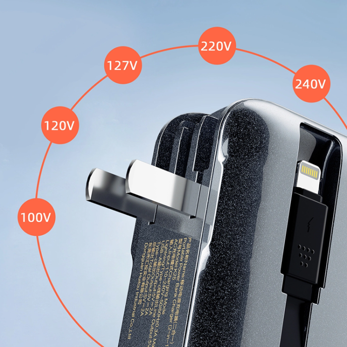 Dudao - Dudao 2in1 Powerbank 10000mAh Med 3-Plug Väggladdare - Svart