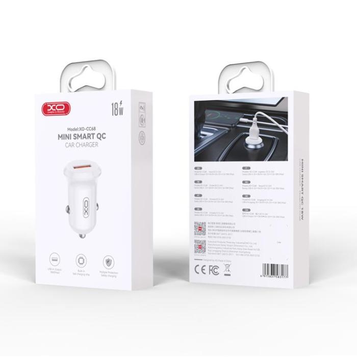 XO - XO Billaddare 18W USB-A QC CC68 - Vit