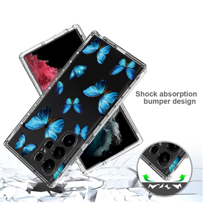 OEM - Galaxy S23 Ultra Skal Pattern Printing - Blå Butterfly