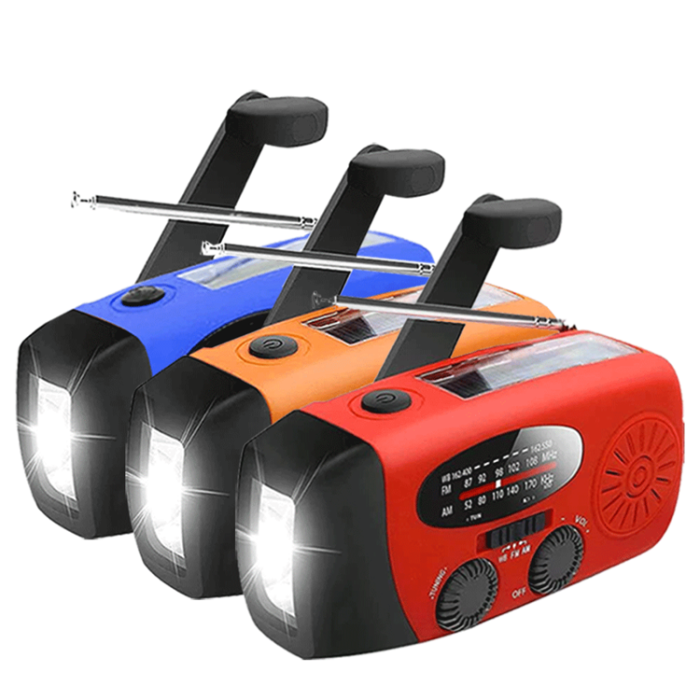 UTGATT1 - [3 PACK] Vevradio 2000mAh Powerbank, Ficklampa - Orange/Blå/Röd