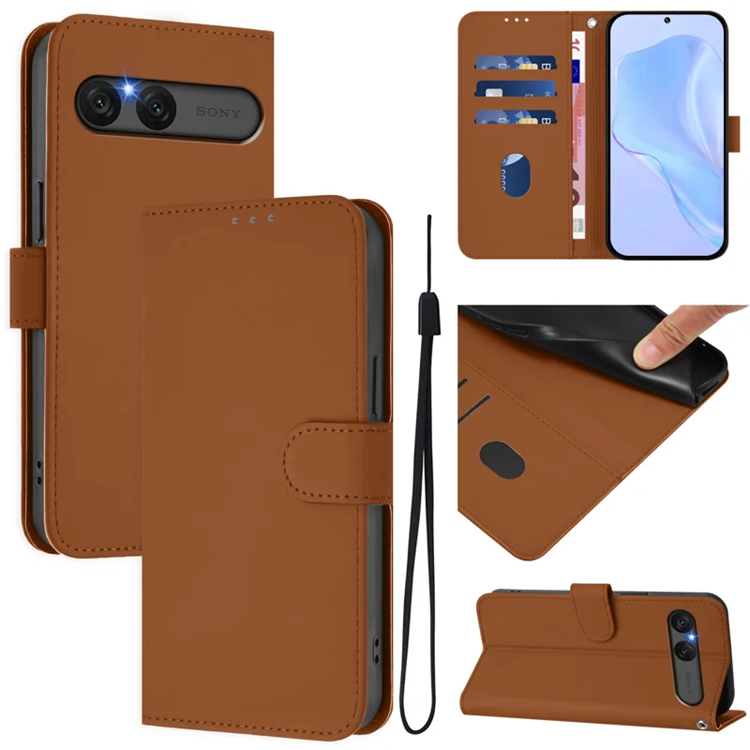 Sony Xperia 10 VII Plånboksfodral Solid color Läder - Brun | 2353 | AlltMobil