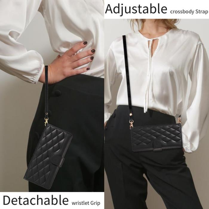 A-One Brand - Xiaomi 17 Pro Max Plånboksfodral Rhombus Läder Med Rem - Svart