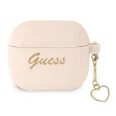 Guess - Guess Silicone Heart Charm Collection Skal Airpods 3 - Rosa