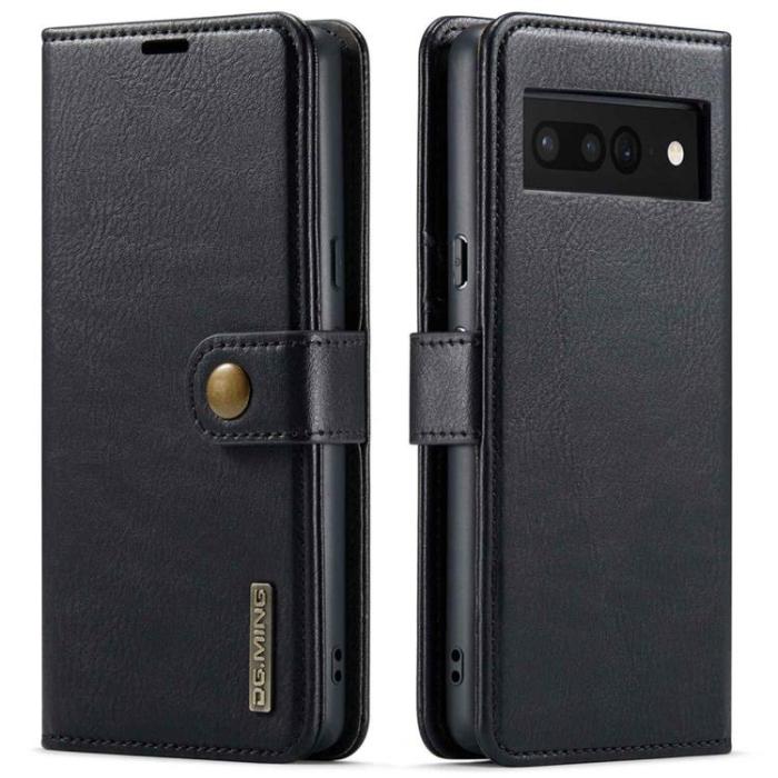 DG.MING - DG.MING Google Pixel 7 Pro Plånboksfodral Detachable 2in1 Äkta läder - Svart