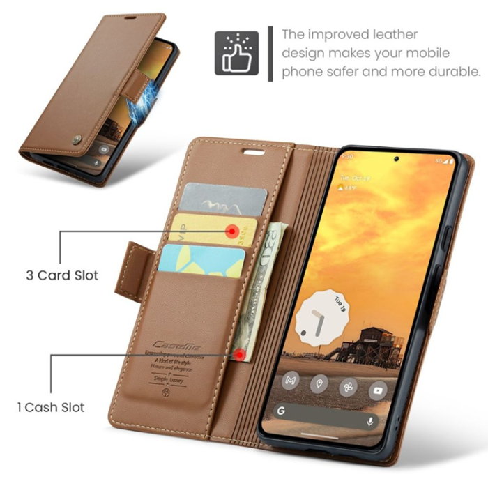 Caseme - Caseme Google Pixel 9 Pro/Pixel 9 Plånboksfodral 023 - Brun