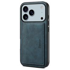 DENIOR - DENIOR iPhone 17 Pro Fodral Kortfack St&auml;ll i Konstl&auml;der - Bl&aring;