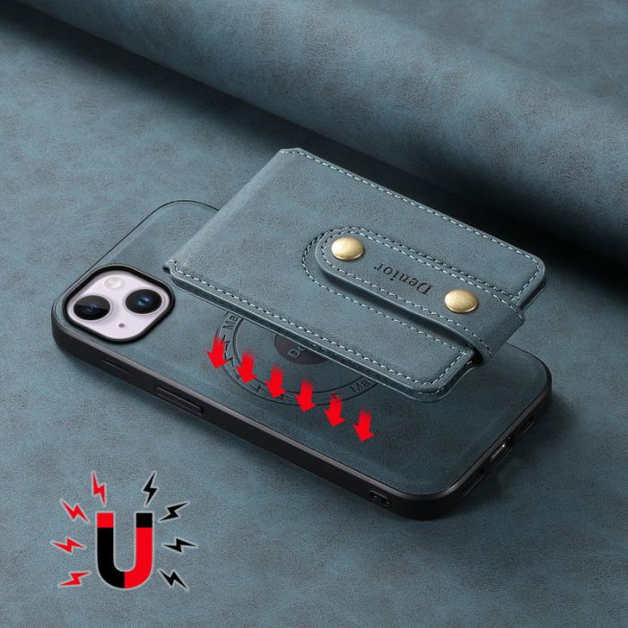 DENIOR - DENIOR D14 Mobilskal till iPhone 14 Plus Läder + TPU + PC Blå