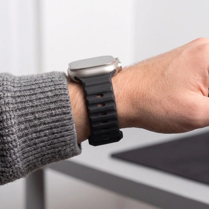 Tech-Protect - Tech-Protect Armband För Apple Watch (44/45/46/49mm) Silikon Line - Svart