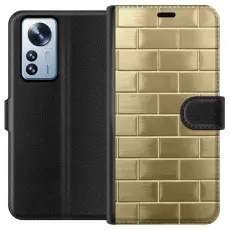 Gustaf - Pl&aring;nboksfodral till Xiaomi 12 Pro med Gyllene Murstenar