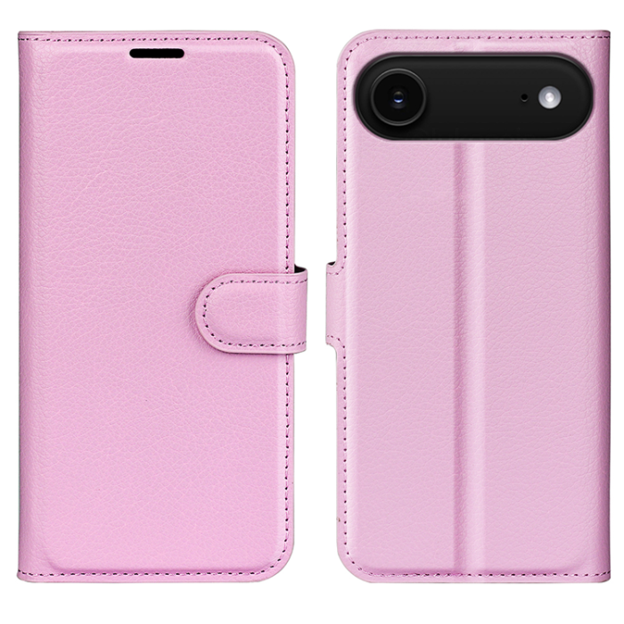 A-One Brand - iPhone 17 Air Plånboksfodral Litchi Texture läder - Rosa