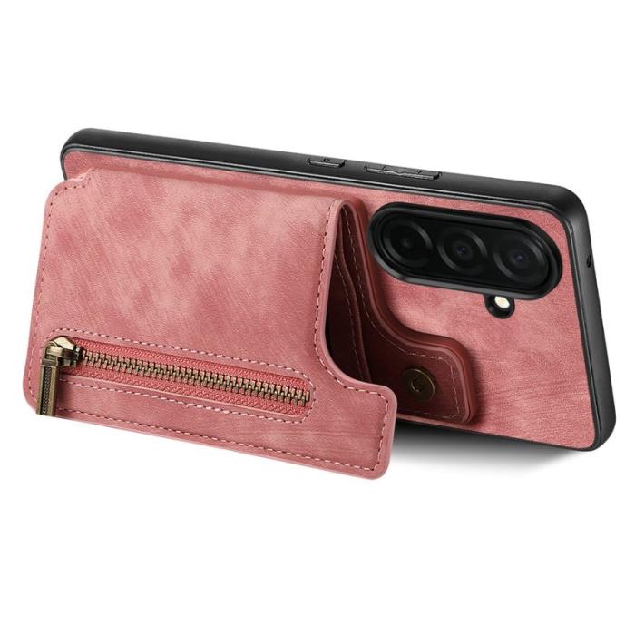 OEM - Mobilfodral för Samsung Galaxy S26 Konstläder med kortfack - Rosa