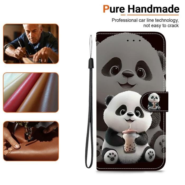 OEM - Plånboksfodral för Samsung Galaxy S26 Konstläder Ställ - Mjölk Te Panda