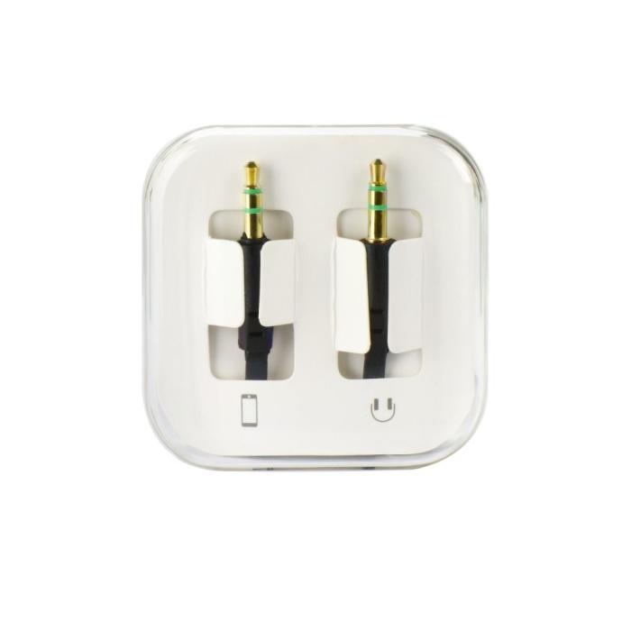 OEM - Platt AUX kabel 3,5mm Jack svart