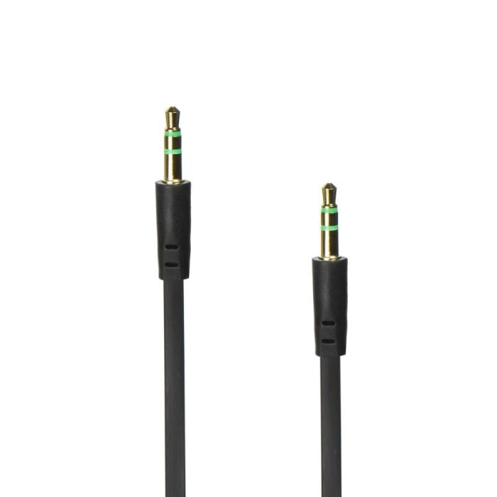 OEM - Platt AUX kabel 3,5mm Jack svart