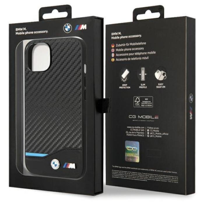 BMW - BMW iPhone 13 Mobilskal Läder Carbon - Svart