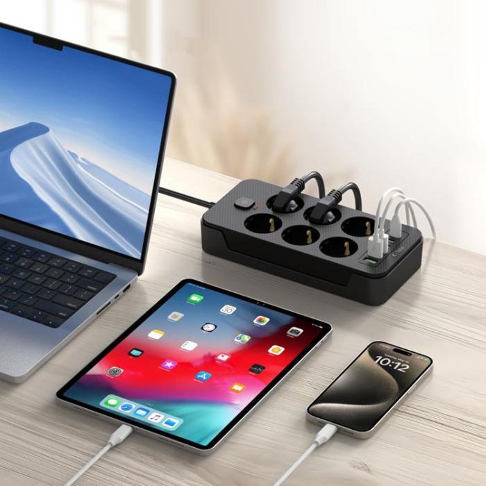 Tech-Protect - Tech-Protect Grenuttag 3x USB/3x USB-C/6 Sockets 200 cm - Svart