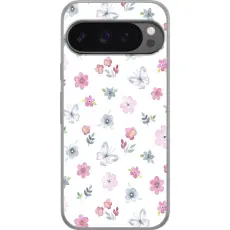 Gustaf - Mobilskal till Google Pixel 9 Pro XL med Blommor och fj&auml;rillar