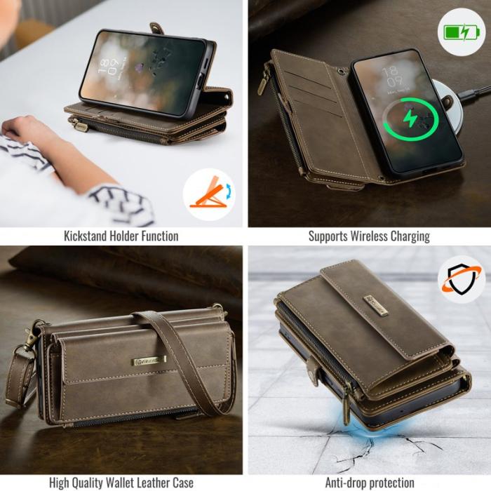 Caseme - CASEME Plånboksfodral för Samsung Galaxy S23 FE Konstläder Brun