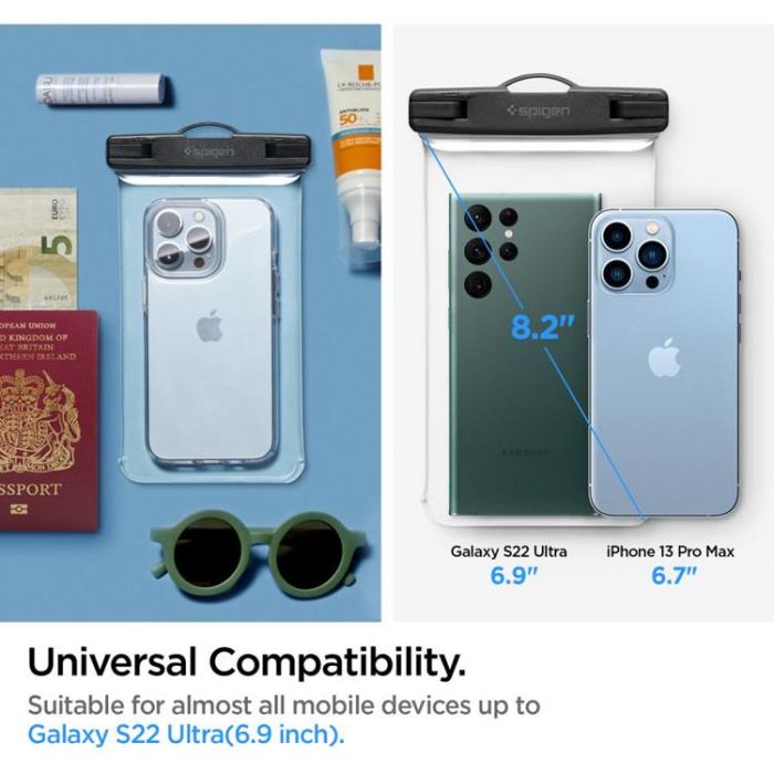 Spigen - Spigen Universala Vattentät Mobilväskor A601 - Crystal Clear