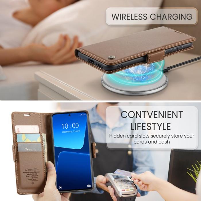 Caseme - CASEME Xiaomi 13 Pro 5G Plånboksfodral Konstläder RFID-Skydd Brun
