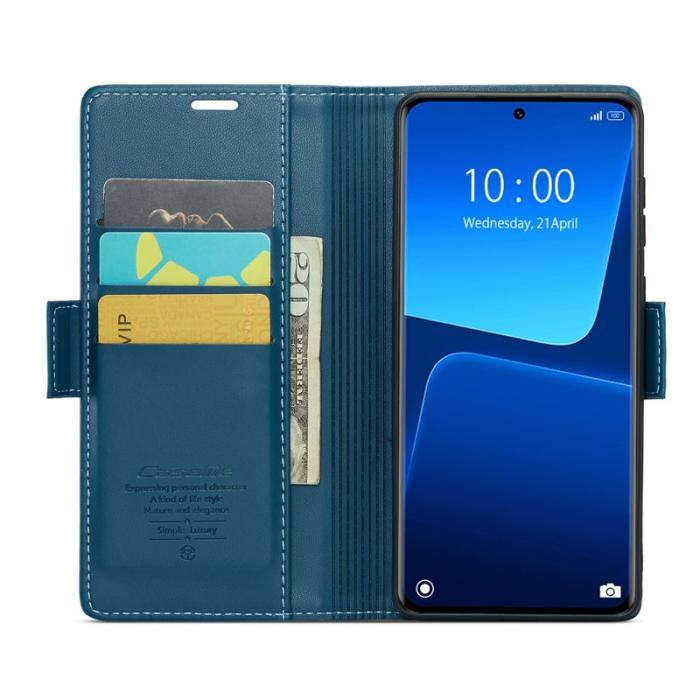 Caseme - CASEME Xiaomi 13 Pro 5G Plånboksfodral Konstläder RFID-Skydd Blå