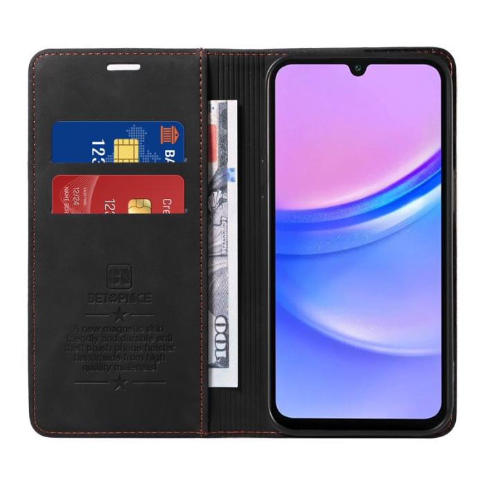 BETOPNICE - BETOPNICE 003 för Samsung Galaxy A17 Plånboksfodral Konstläder - Svart