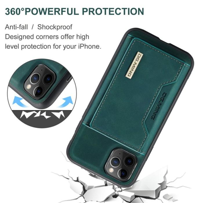 DG.MING - DG.MING 2-in-1 Konstläder Plånboksfodral för iPhone 11 Pro Max - Grön