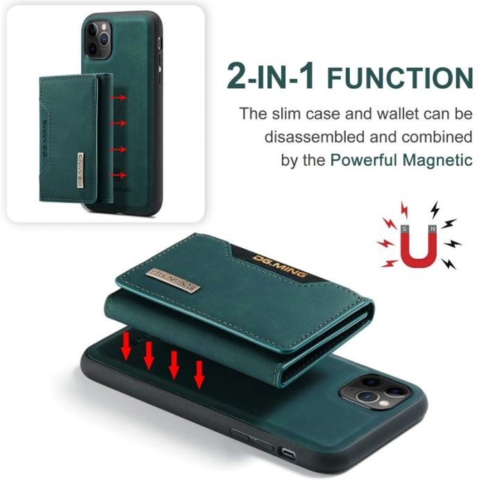 DG.MING - DG.MING 2-in-1 Konstläder Plånboksfodral för iPhone 11 Pro Max - Grön