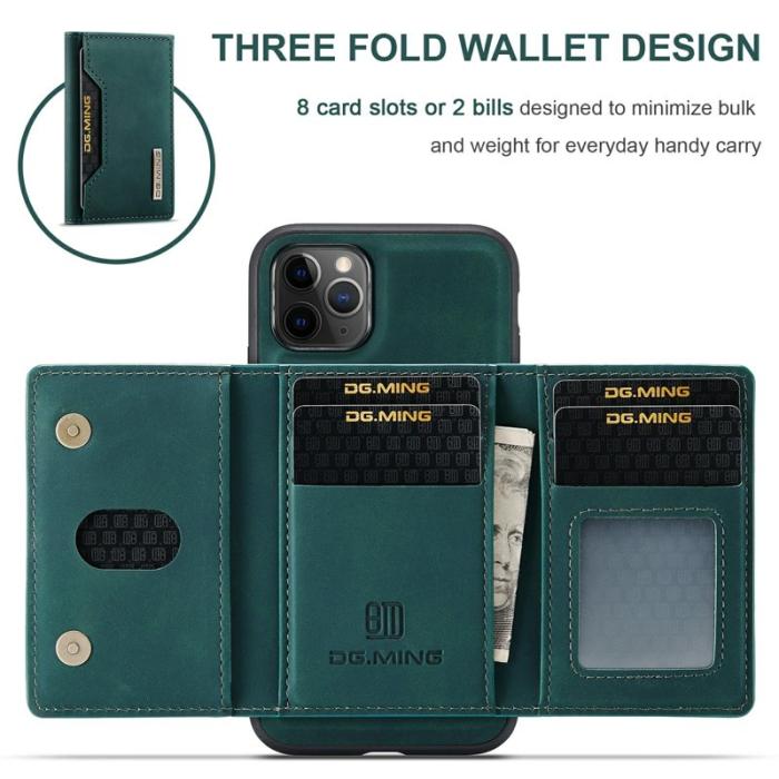 DG.MING - DG.MING 2-in-1 Konstläder Plånboksfodral för iPhone 11 Pro Max - Grön