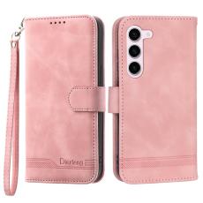 DIERFENG - DIERFENG DF-03 Pl&aring;nboksfodral f&ouml;r Samsung Galaxy S23 - Konstl&auml;der - Rosa