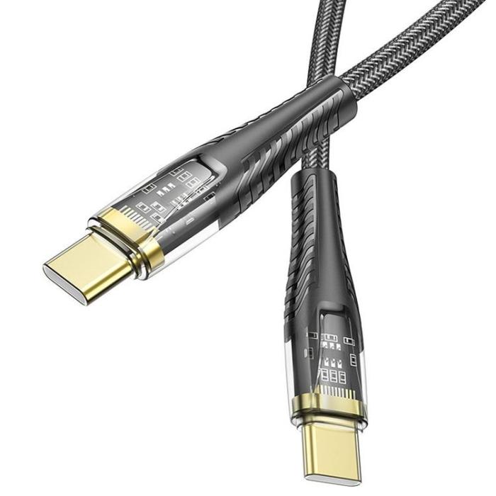 Hoco - Hoco USB-C - USB-C 60W 3A Kabel 1.2m U121 - Svart