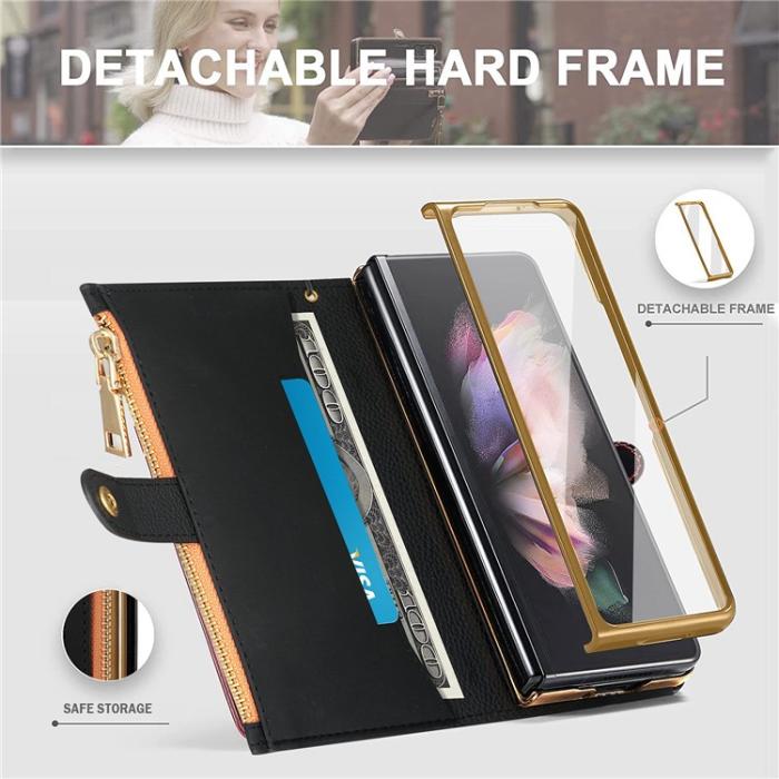 A-One Brand - Galaxy Z Fold 4 Plånboksfodral RFID Zipper - Brun